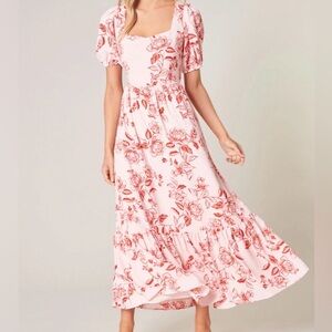 Sugarlips Lynette Sweetheart Maxi Dress Red Pink Floral Small‎ NWT